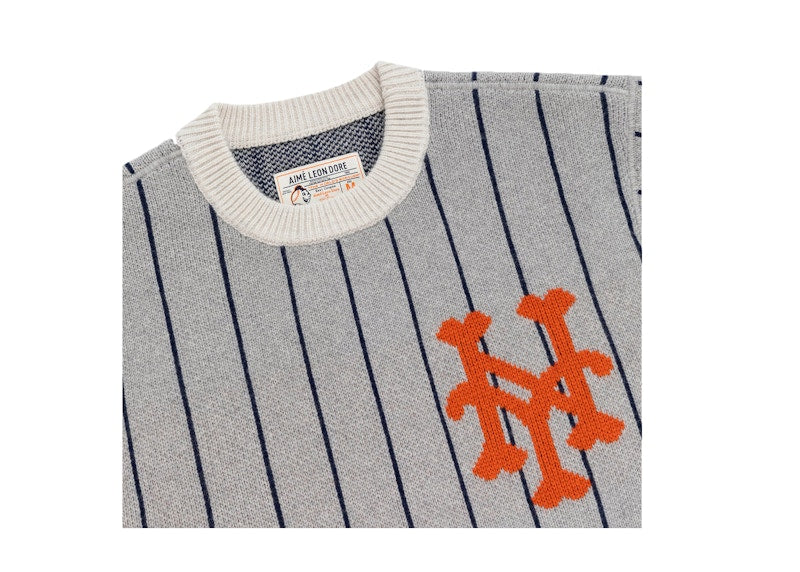 Aime Leon Dore x New York Mets Pinstripe Sweater Grey Stripe