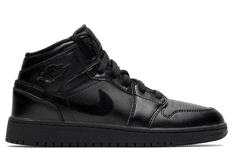 Jordan 1 Mid Deep Black Nubuck Swoosh (GS)