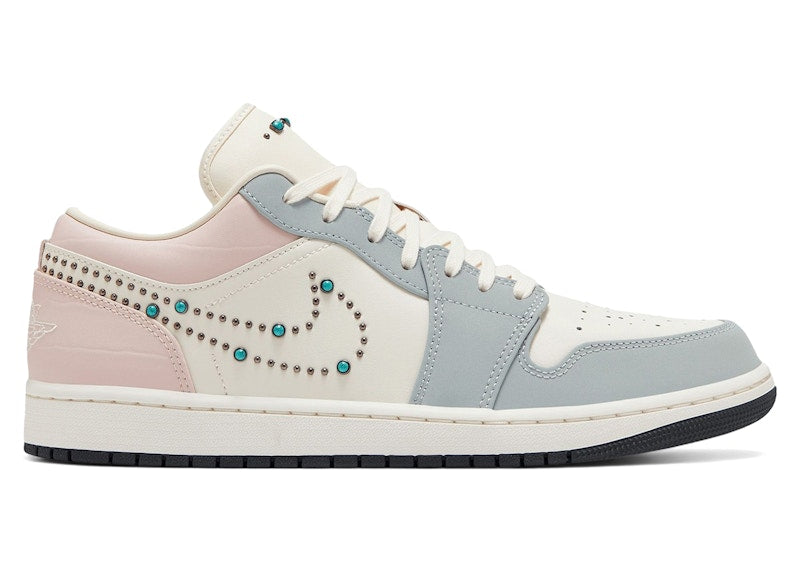 Jordan 1 Low Soft Pearl Gem Studded Swoosh