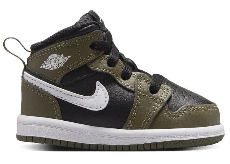 Jordan 1 Mid Black Medium Olive White (TD)