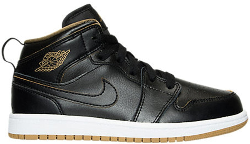 Jordan 1 Mid Black Metallic Gold (PS)