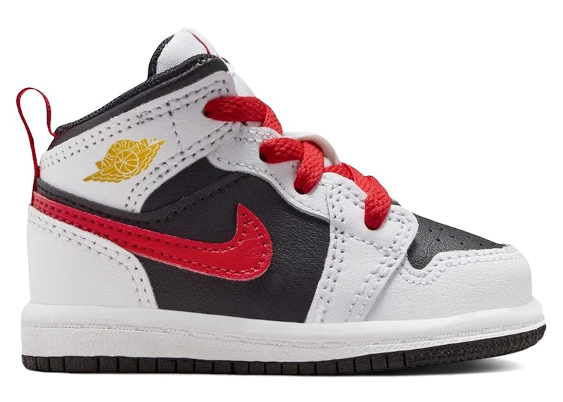 Jordan 1 Mid Black White Speed Red (TD)