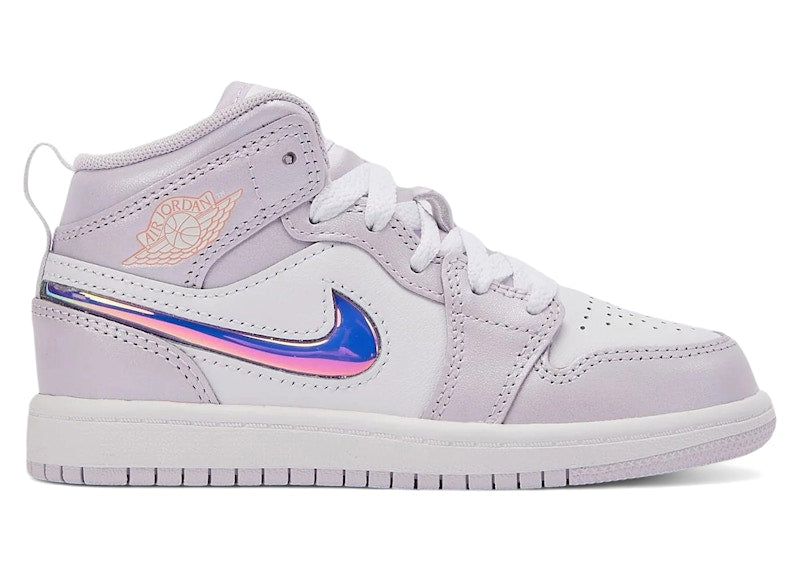 Jordan 1 Mid SE Barely Grape Iridescent Swoosh (PS)