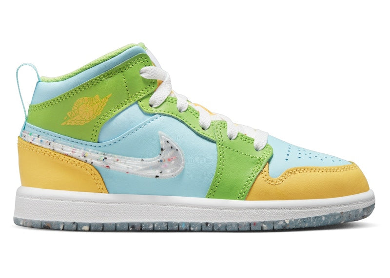 Jordan 1 Mid SE Glacier Ice Citron Pulse Action Green White (PS)