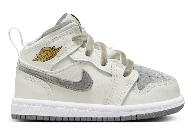 Jordan 1 Mid SE Sail Metallic Gold Flat Pewter (TD)