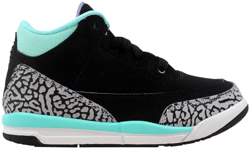 Jordan 3 Retro Black Iron Purple Bleached Turquoise (PS)