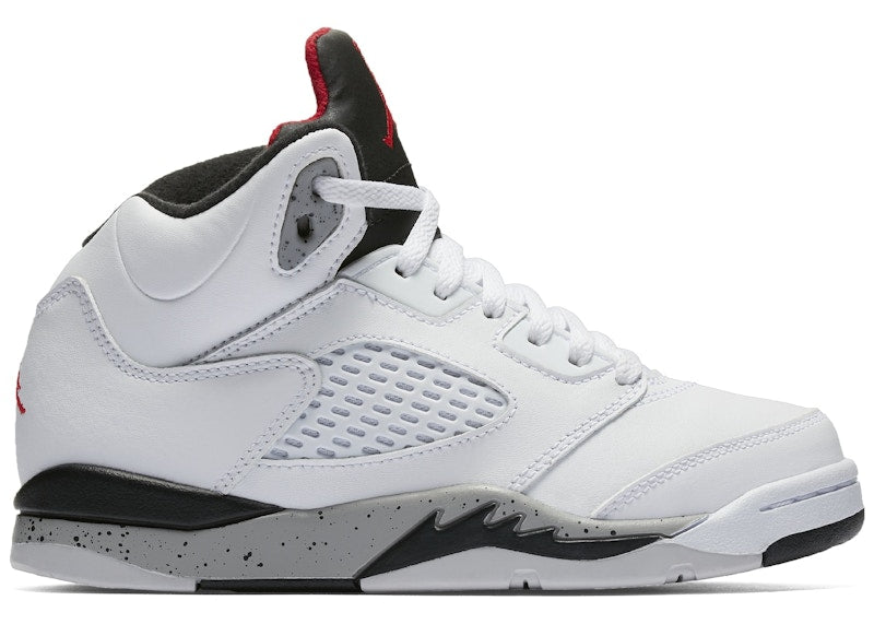 Jordan 5 Retro White Black Matte Silver University Red (PS)