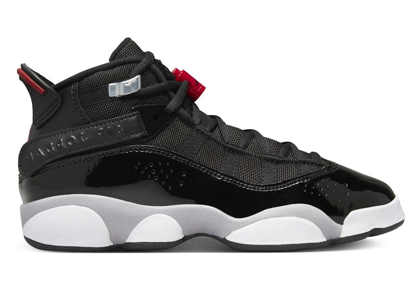 Jordan 6 Rings Black White Metallic Silver Fire Red (GS)
