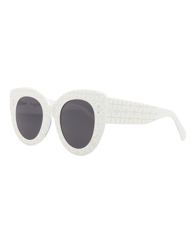 Alaia Cat Eye-Frame Acetate Sunglasses White White Grey (AA0042S-30008459-002)
