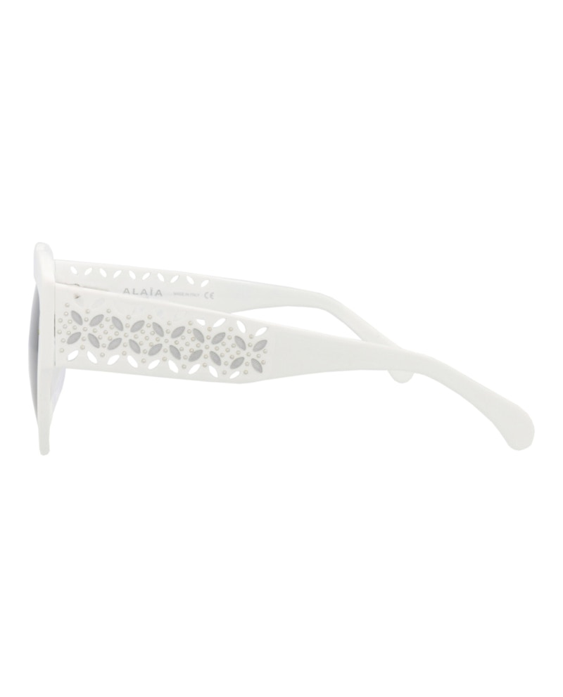 Alaia Round-Frame Acetate Sunglasses White White Grey (AA0040S-30008456-002)