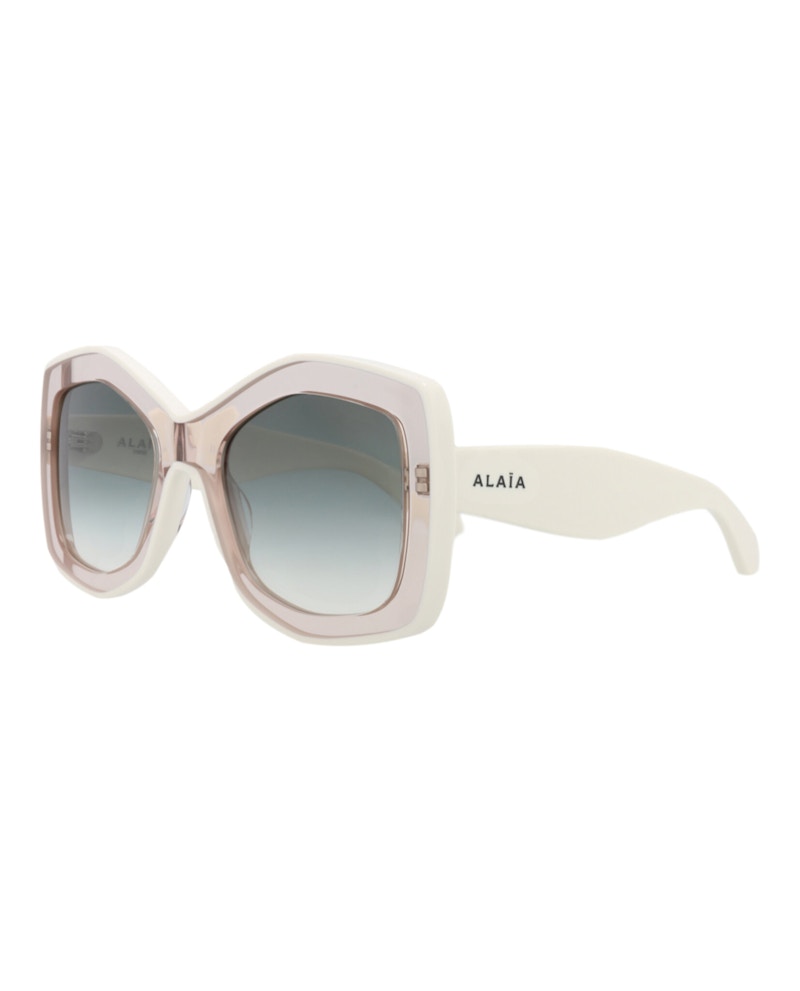 Alaia Square-Frame Recycled Acetate Sunglasses Nude White Green (AA0066S-30014220-002)