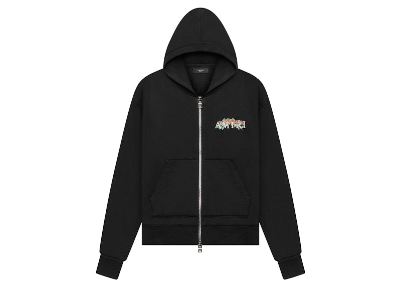 AMIRI Cherub Zip Up Hoodie Black