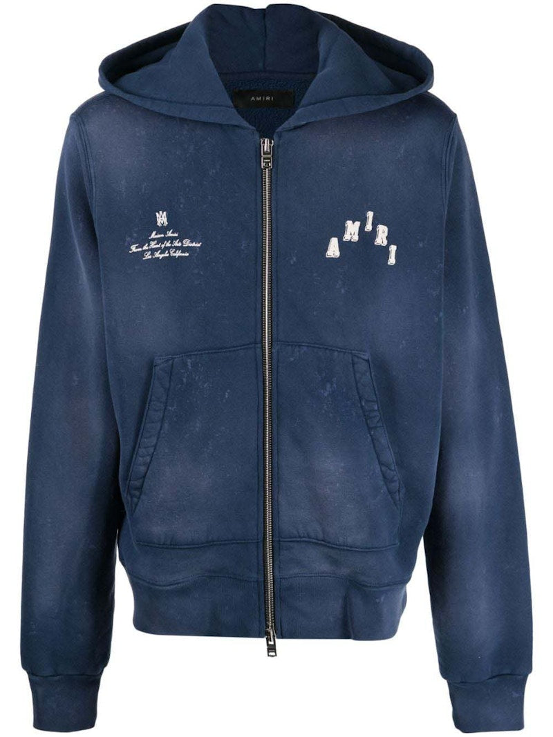 AMIRI Vintage Collegiate Zip Hoodie Blue