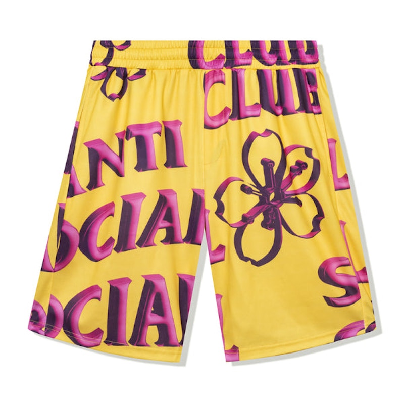 Anti Social Social Club Coral Crush Mesh Bored Shorts Yellow
