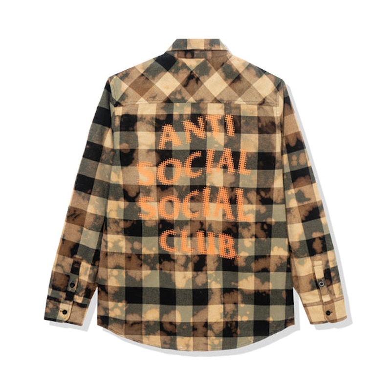 Anti Social Social Club Dialtone Flannel Olive Tie Dye