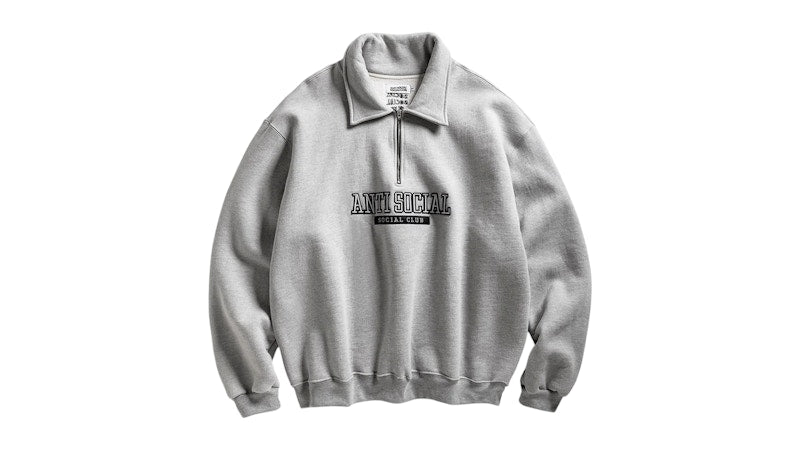 Anti Social Social Club Felt The Same Applique Quarter-Zip Gray