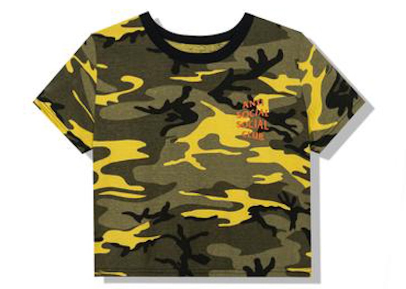 Anti Social Social Club Geenie Womens Crop Top Yellow Camo