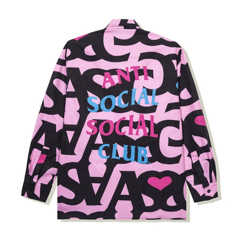 Anti Social Social Club Negative Space L/S Cotton Button Up Pink