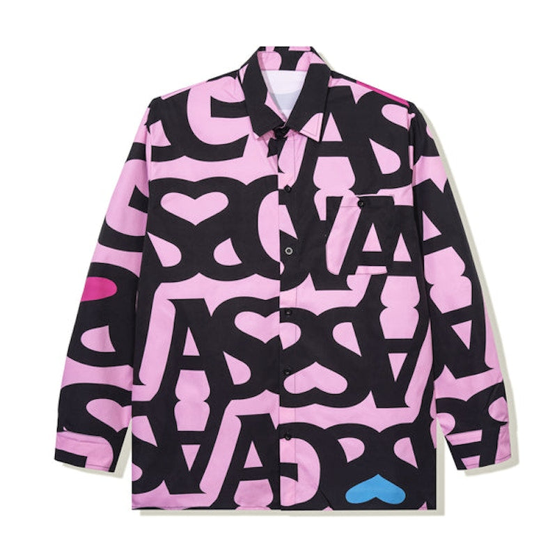 Anti Social Social Club Negative Space L/S Cotton Button Up Pink