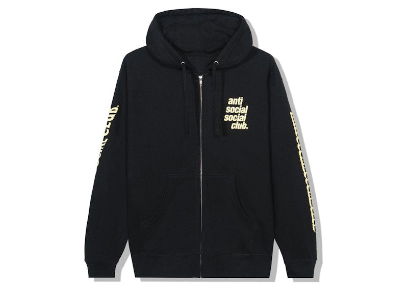 Anti Social Social Club Split Zip Hoodie Black