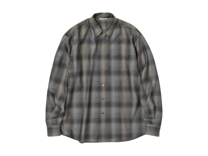 Auralee Super Light Wool Check Shirt Charcoal/Grey/Check