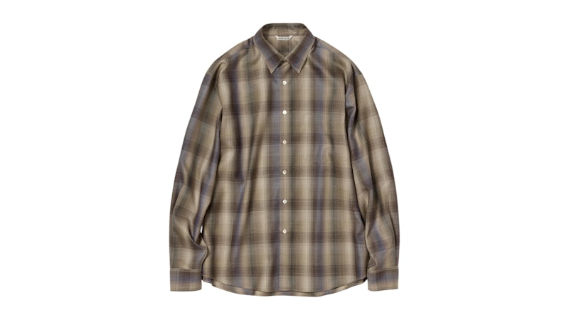 Auralee Super Light Wool Check Shirt Shirt Brown/Blue/Check