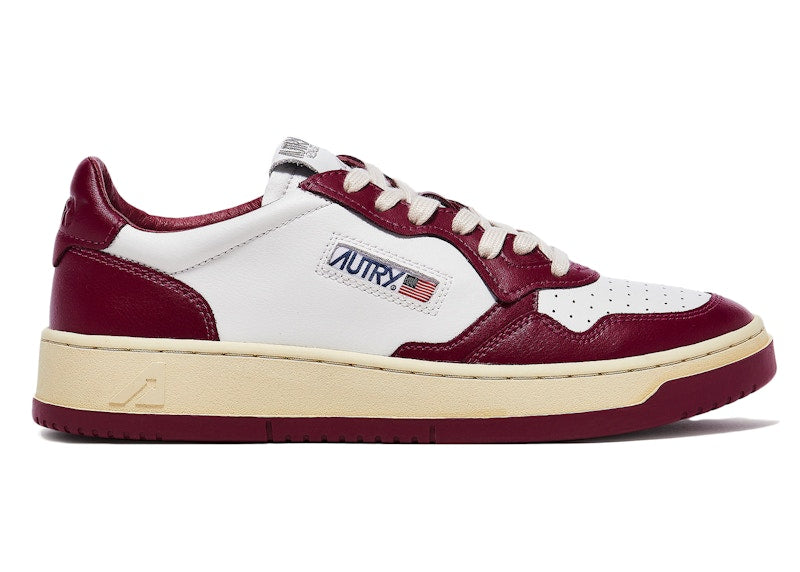 Autry Medalist Leather Low Burgundy White