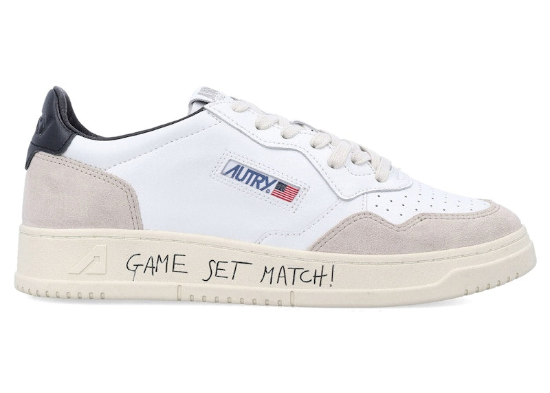 Autry Medalist Leather Low Game Set Match! White Black Grey