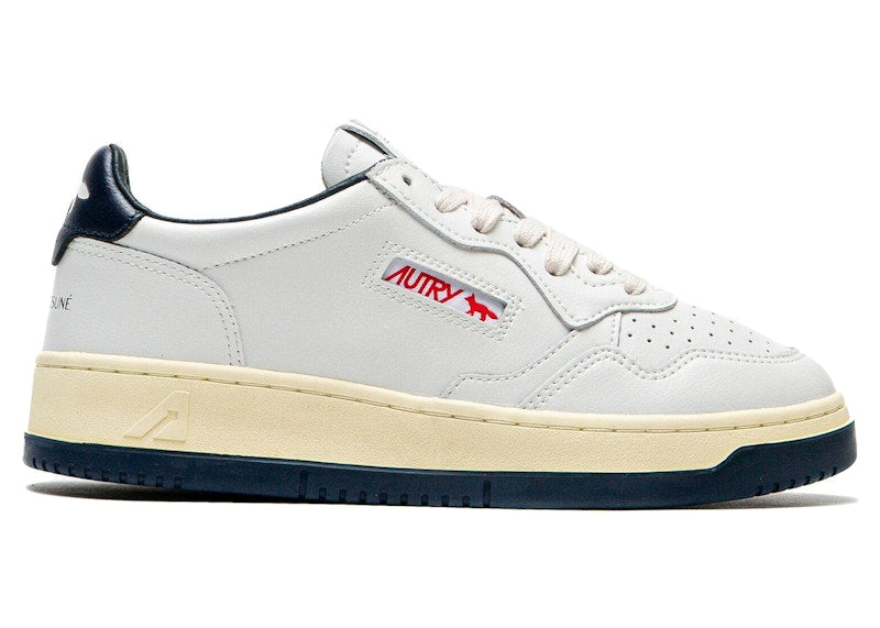 Autry Medalist Leather Low Maison Kitsuné White Navy (Women's)