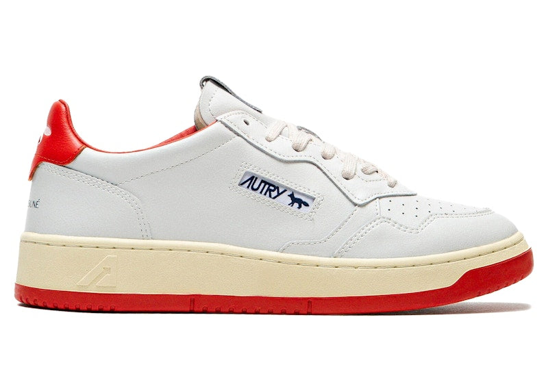 Autry Medalist Leather Low Maison Kitsuné White Red