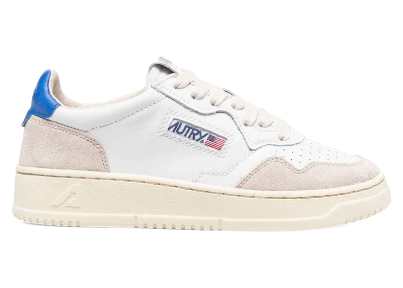 Autry Medalist Leather Low White Beige Blue (Women's)