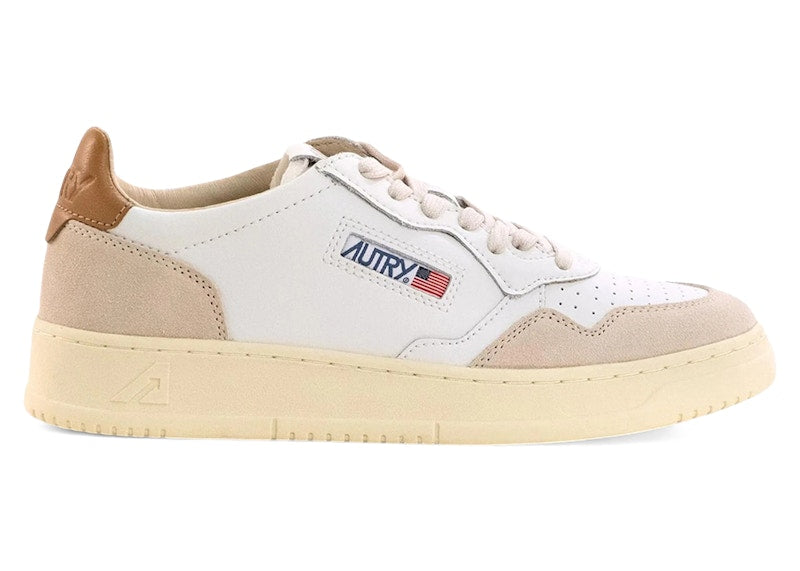 Autry Medalist Leather Low White Brown Sugar
