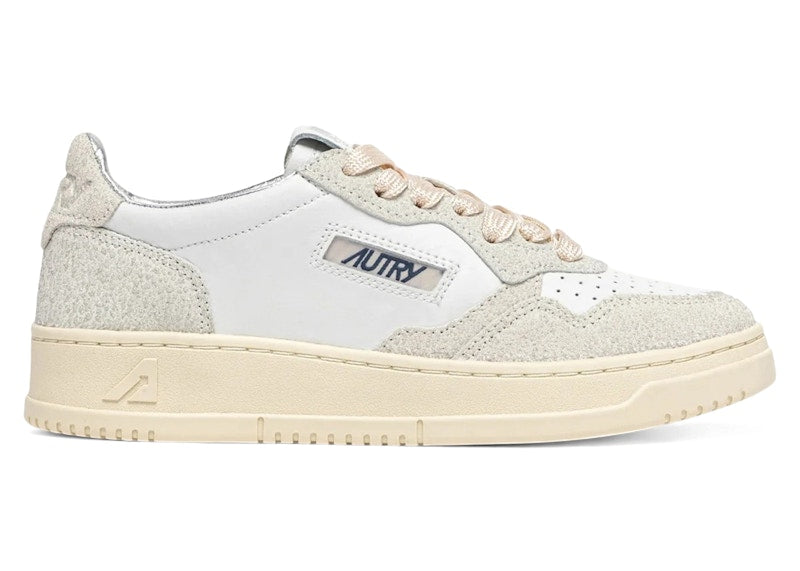 Autry Medalist Leather Low White Glitter (Women's)