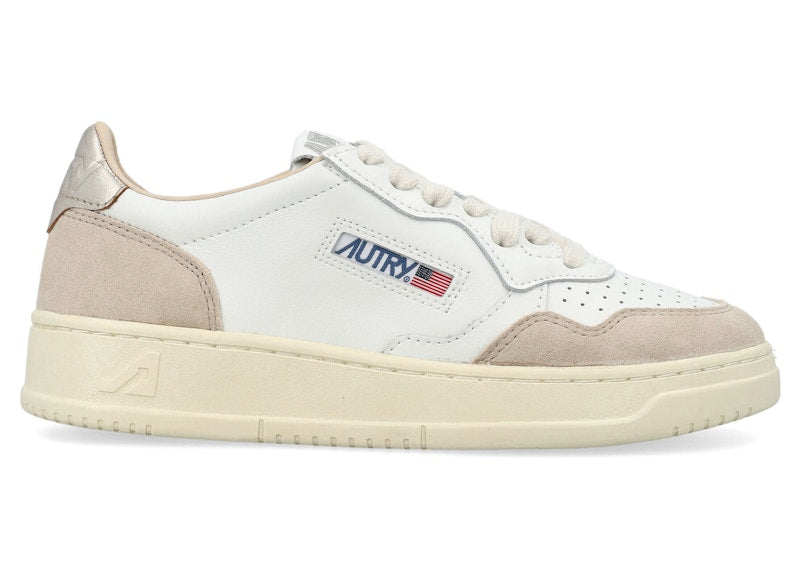 Autry Medalist Leather Low White Gold Beige (Women's)