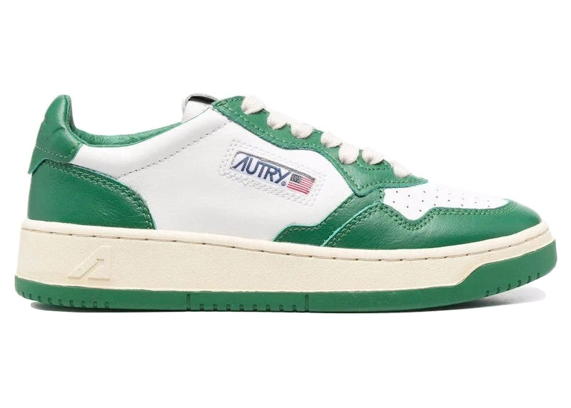Autry Medalist Leather Low White Green (Women's)
