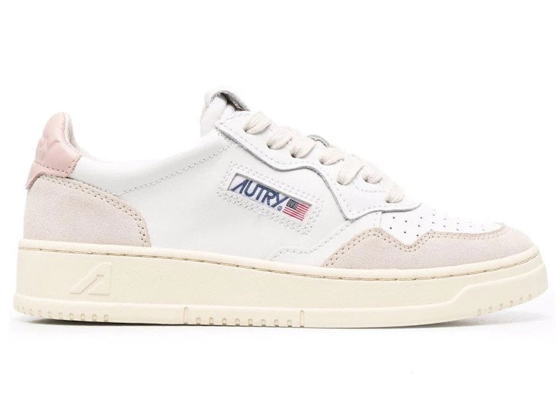 Autry Medalist Leather Low White Pink (Women's)