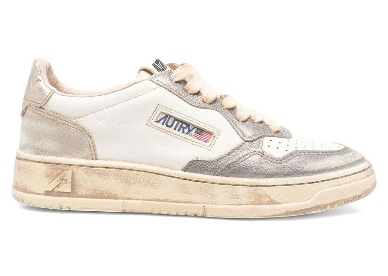 Autry Medalist Low Super Vintage White Old Silver Platinum (Women's)