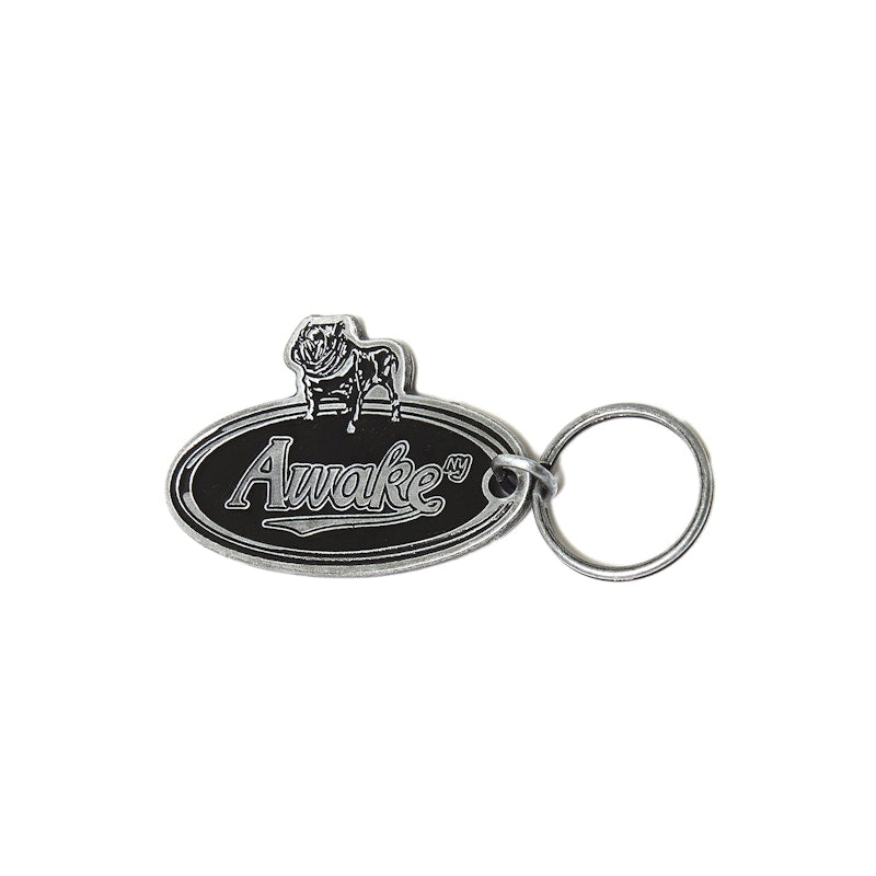 Awake Bulldog Metal Keychain Black