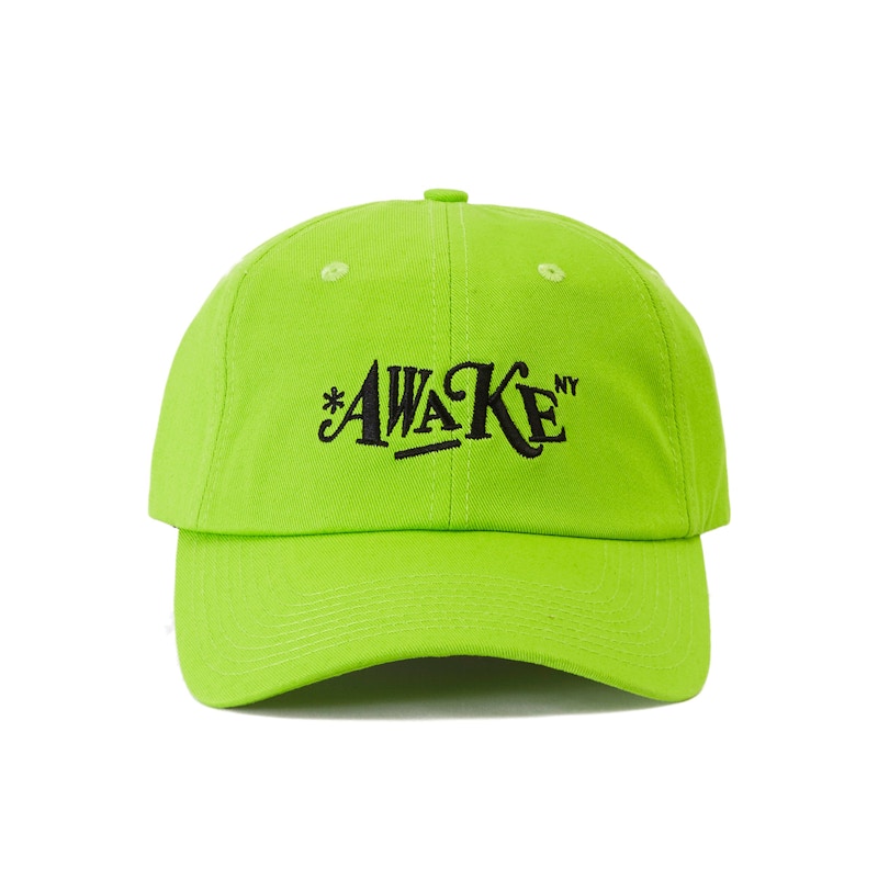 Awake Distorted Logo Dad Cap Lime Green