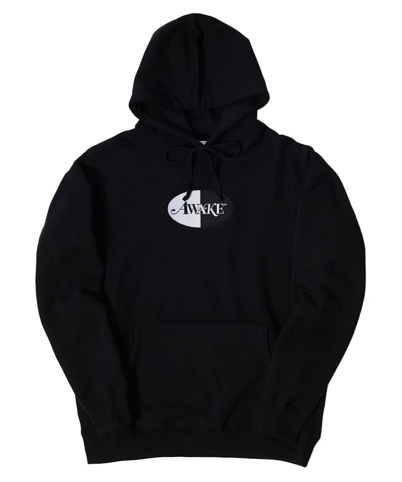 Awake Embroidered Split Logo Patch Hoodie Black