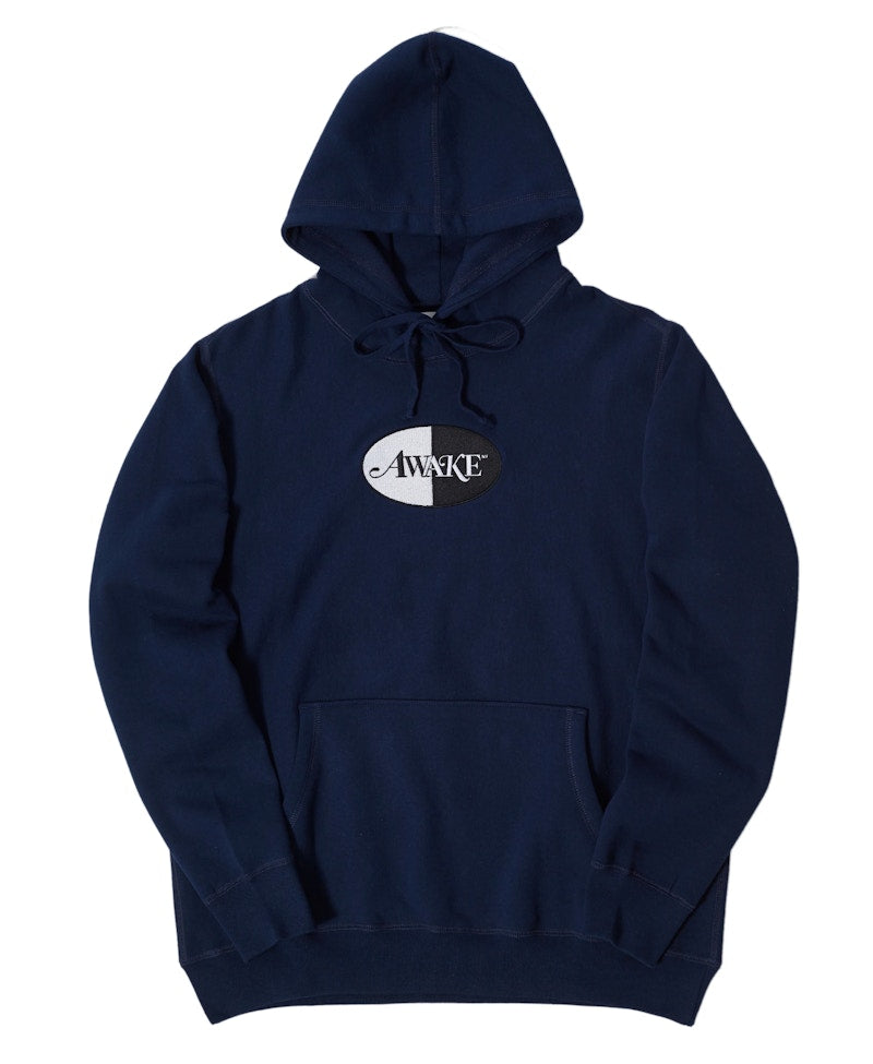 Awake Embroidered Split Logo Patch Hoodie Navy