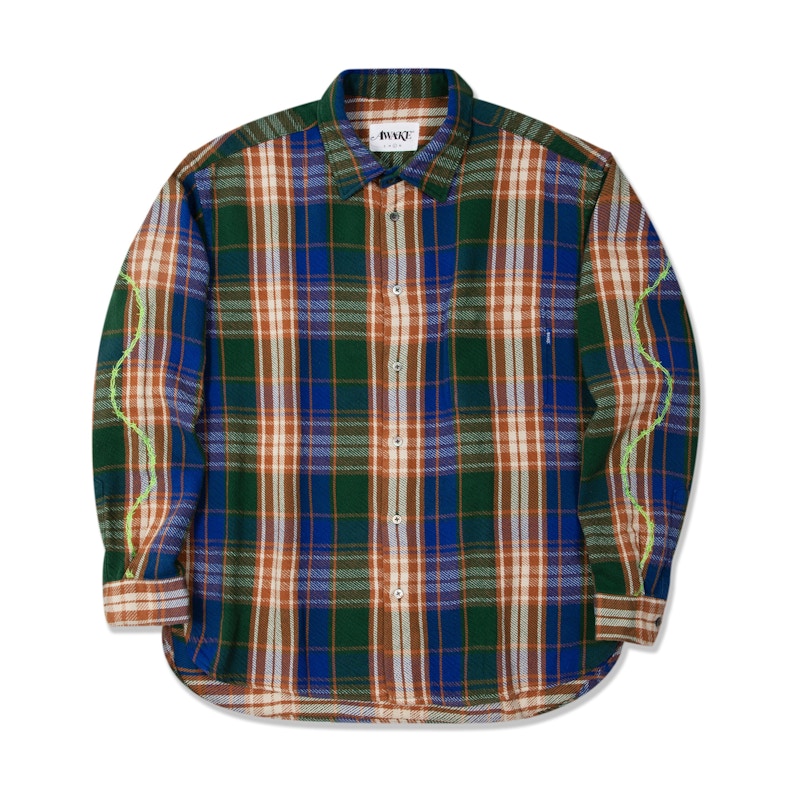 Awake Heavyweight Barbed Wire Flannel Green