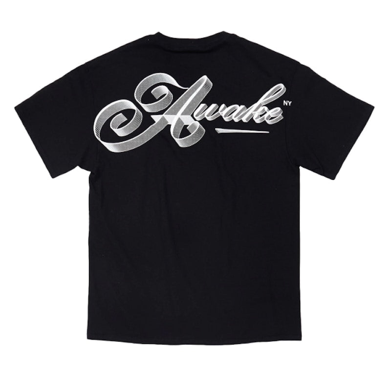Awake Ribbon Script Logo Tee Black