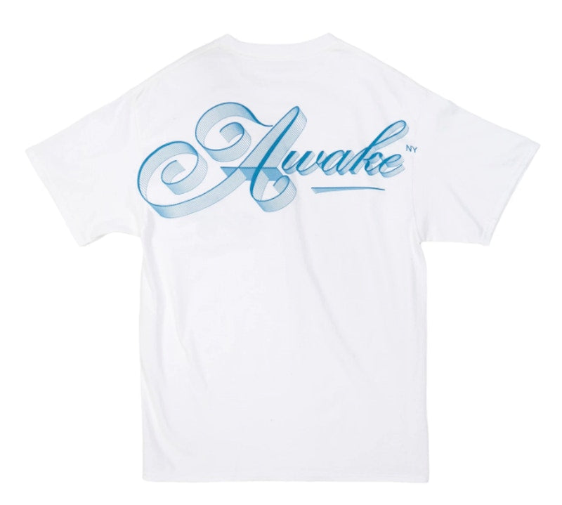 Awake Ribbon Script Logo Tee White