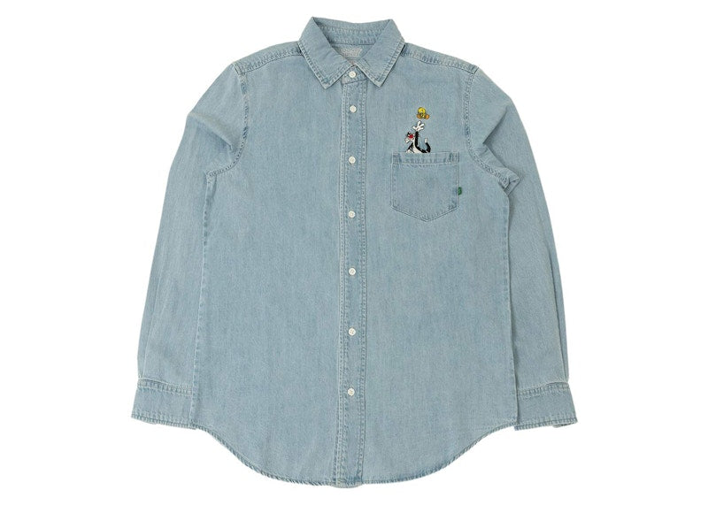 BAIT x Looney Tunes Denim Embroidery Shirt Blue