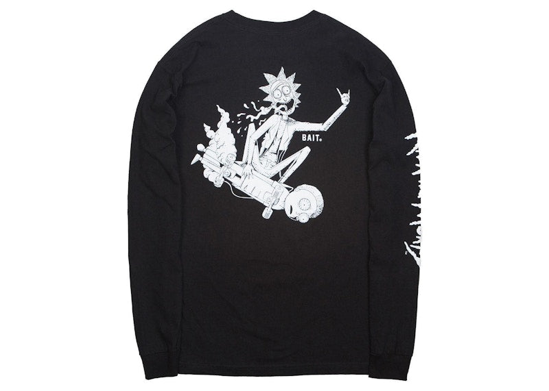 BAIT x Rick And Morty Skateboard Long Sleeve Tee Black