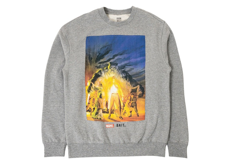 BAIT x The Hulk & Bruce Crewneck Sweatshirt Gray