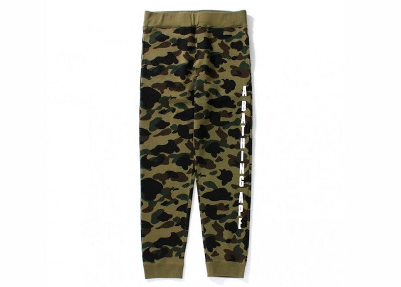 BAPE 1St Camo Slim Side Logo Sweatpants Green