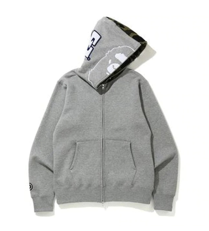 BAPE 1st Camo 2nd Ape Full Zip Hoodie Grey
