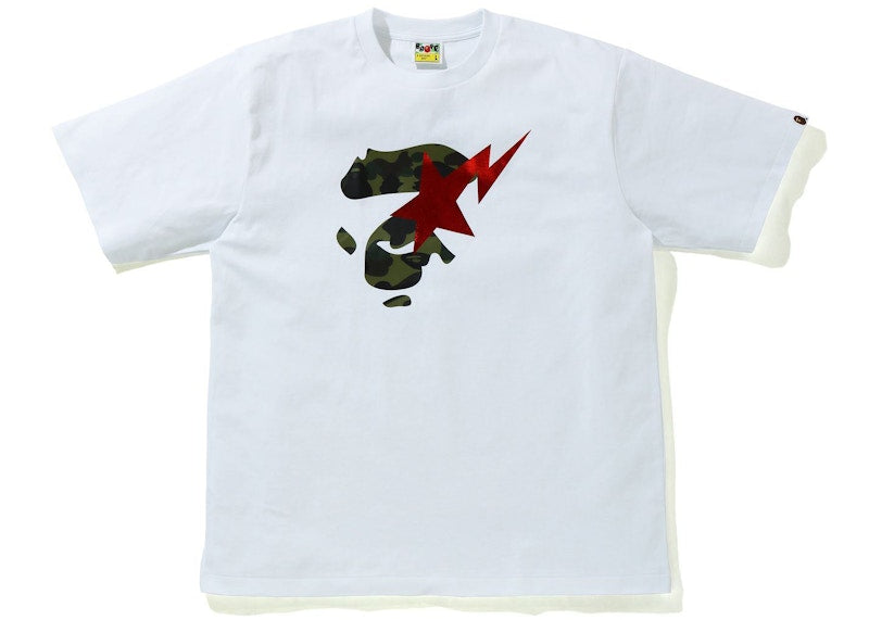 BAPE 1st Camo Ape Face Sta Relaxed Fit Tee White/Green